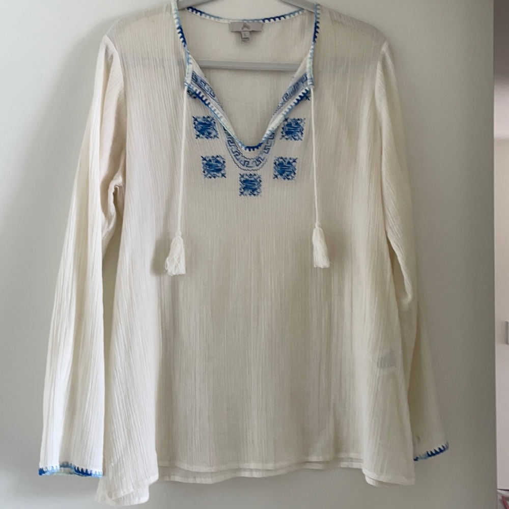 Joie cotton gauze embroidered top